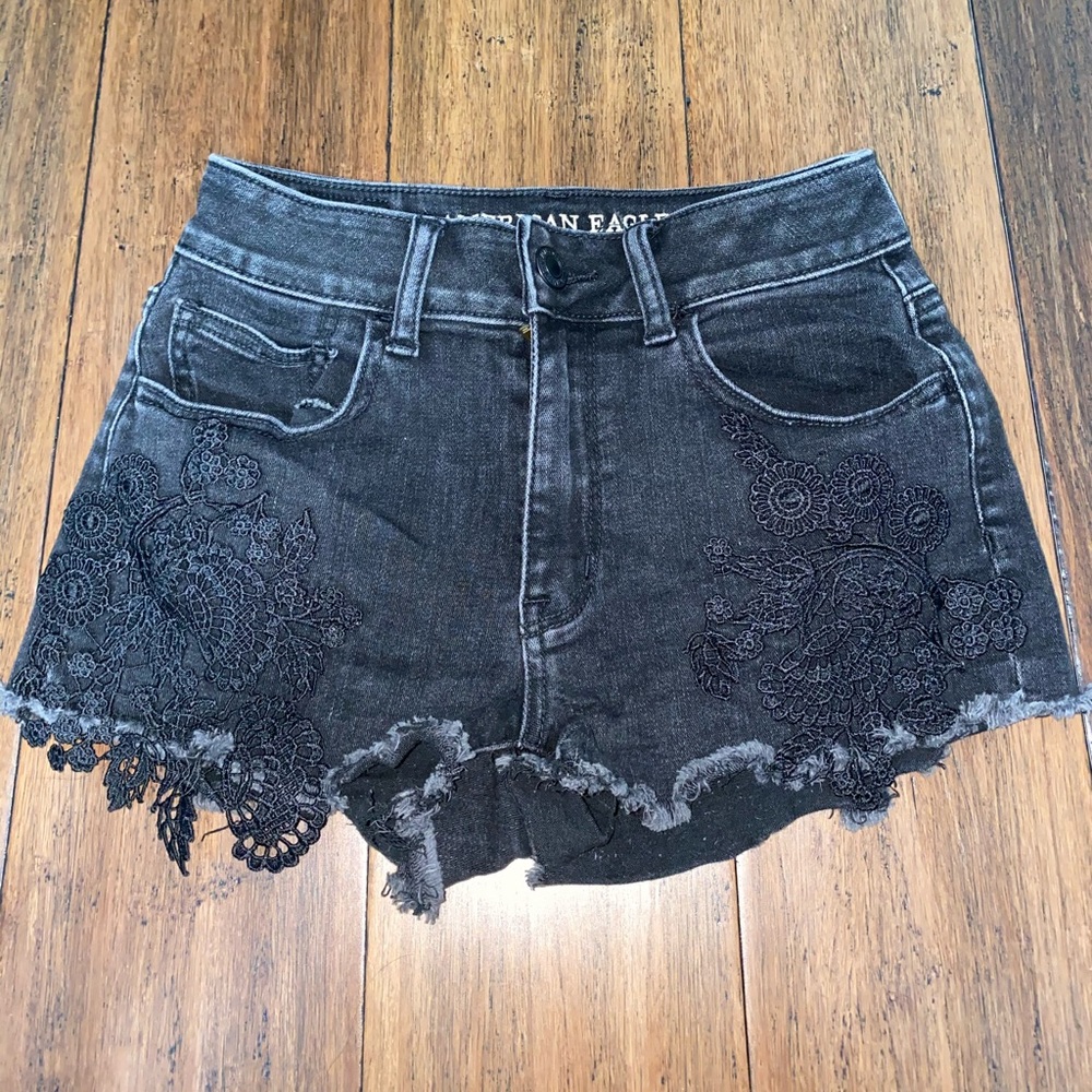 Black American Eagle Hi-Rise Shorts